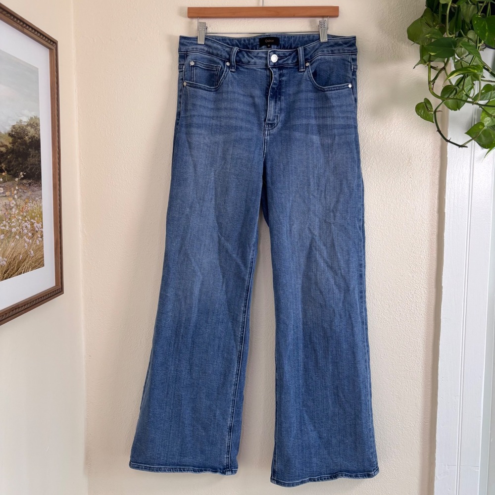 Quince Bella stretch wide leg jeans seaside blue size 32 organic cotton